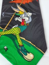 Vintage 90s Looney Tunes Bugs Bunny Taz Devil Golf Tie Silk Collectible