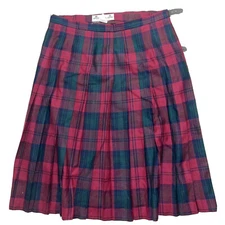 Kinloch Anderson Made In Scotland Wool Red Tartan Plaid Pleated Kilt Skirt