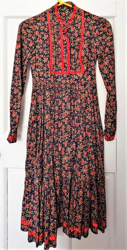 Vintage 1979 Rags by Kressandra Cottage Core Floral Bohemian Junior Dress SZ 5