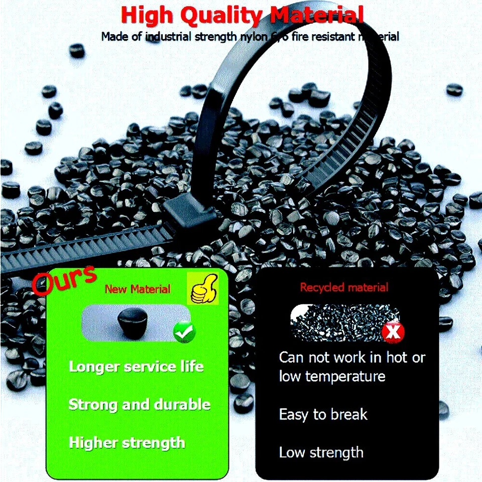 100 BLACK CABLE ZIP TIES Heavy Duty UV Resistant UL 4 6 8 10 12 15 18 24" & 36" - Image 4 of 4