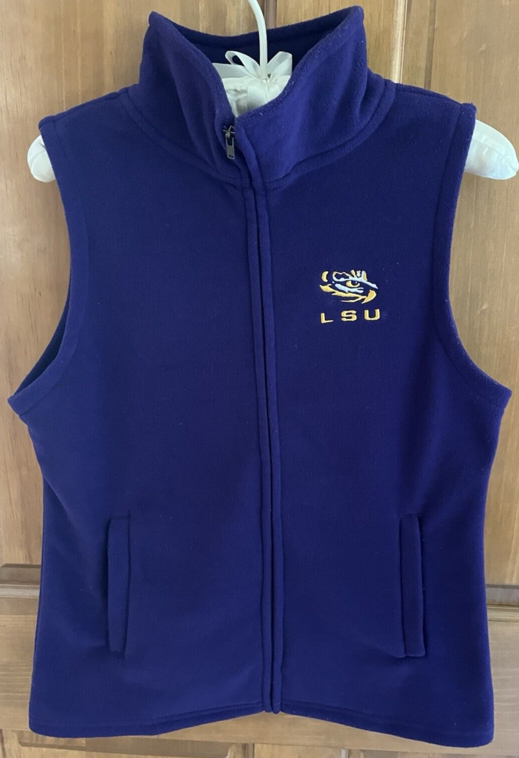 Colosseum LSU Tigers Fleece Full Zip Vest 2# front Zip pockets Purple Size Small