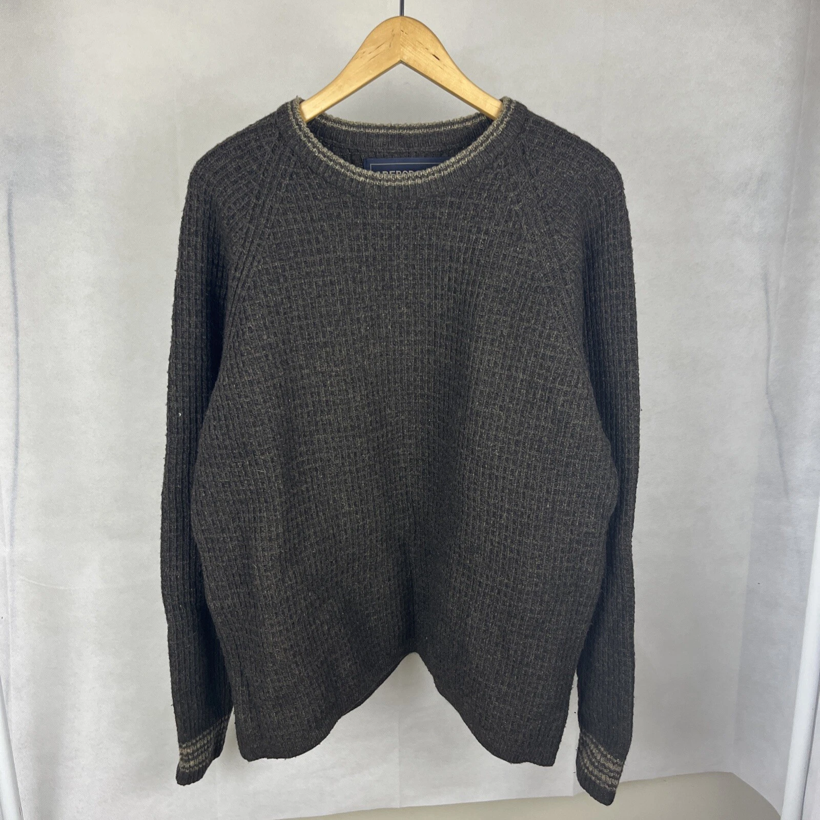 VINTAGE Abercrombie & Fitch Sweater Mens Large Brown Lambs Wool Pullover