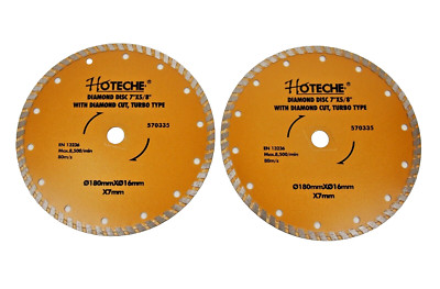 2PC 7'' Diamond Blade Turbo Wet Dry Cutting Disc 5/8'' Arbor Diamond Cut 570335
