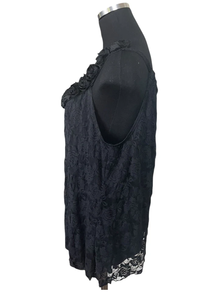 Top Babydoll Vintage Moda Bug Y2K Talla XL Negro Encaje Capricho Bruja Vampiro Foto 3 de 4