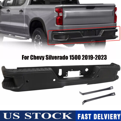 Rear Bumper Cover w/ Park Hole Assembly For Chevy Silverado 1500 2019-2023
