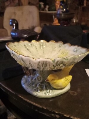  Vintage Ceramic Yellow Bird Trinket/Soap Dish. Made by Ucagoo Japan