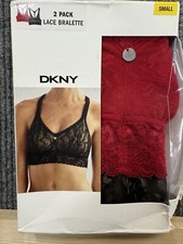 DKNY Bra Womens Small All-Over Lace Collection 2 Pack Bralette Black Red New