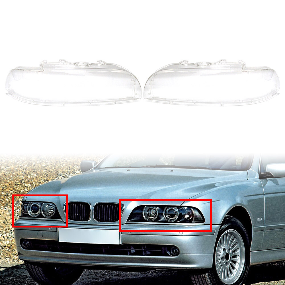 1Pair Front Headlight Replacement Lens Shell Coverfor BMW 5 Series E39 01-03 US
