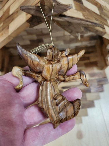 Vintage Hand Carved Olive Wood Nativity Bethlehem Scene Christmas Holy Land - Picture 21 of 24
