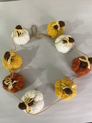 Guirnalda de otoño de pancarta de calabaza tejida a mano de 6 pies granja decoración del hogar otoño - Imagen 4 de 10