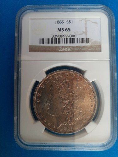 1885 Morgan Silver Dollar $1 MS65 NGC Beautiful Golden Toning Toner - Picture 2 of 8