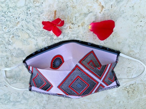 White, Diamond, Pattern, Women's Face Mask, Breathable, One Layer Thin Cotton - Picture 5 of 9