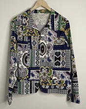 Erin London Women's L  Multicolor Light Zip Jacket Long Sleeve