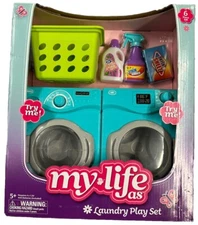 B15 My Life As 6 pc Laundry Room - Clothes Washer & Dryer Play Set for 18" Dolls