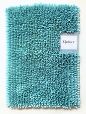 NEW CHENILLE TEAL,BLUE BATH RUG CARPET,SILKY FLOOR BATHMAT  (17"x24",61x43CM)