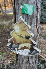 New Kurt Adler 5.75" Winter Woods White-Gold Santa/Deer Tree Christmas Ornament