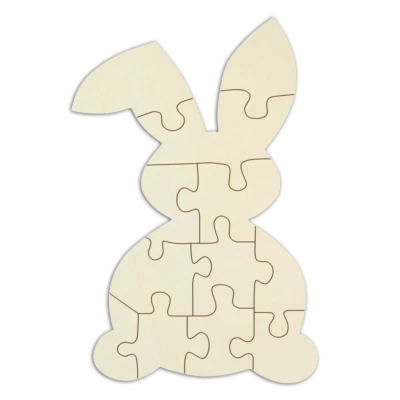 Blanko-Holzpuzzle, Hase, personalisierbar – 12 Teile zum selbst gestalten - Bild 1 von 4