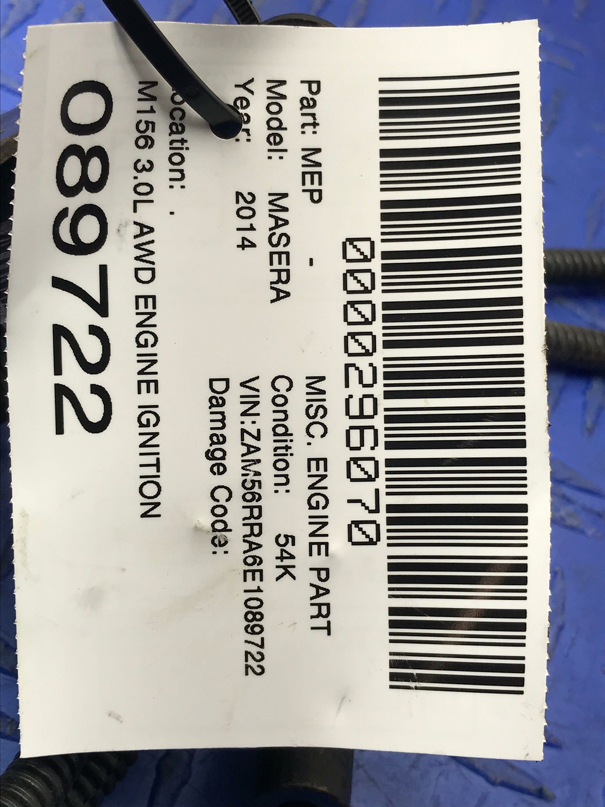 13-17 MASERATI QUATTROPORTE M156 3.0L AWD ENGINE IGNITION KNOCK SENSOR OEM