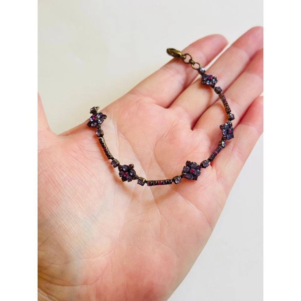 Pulsera Sorrelli Cristal Swarovski Estrás Flor Floral Bronce Diseñador Foto 3 de 4