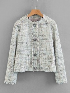 frayed edge tweed jacket