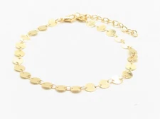 Gold Tone Round Disc Ankle Bracelet