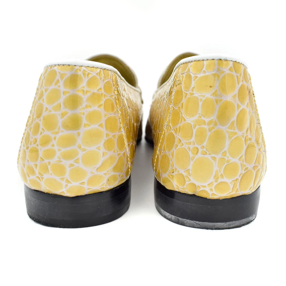 Mocasín plano vintage ESCADA dorado cocodrilo charol en relieve talla 9 Foto 4 de 4