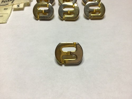 10 Vintage Ferragamo FF logo Replacement Buttons Gold Silver Tone Marked & Tag - Picture 3 of 3