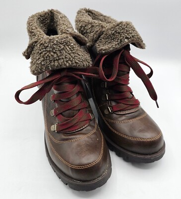 Jelly Pop Leal Combat Boots Womens 10 Brown Shearling Lined