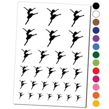 Lady Girl Ballerina Dancing Jumping Ballet Dance Temporary Tattoo Set