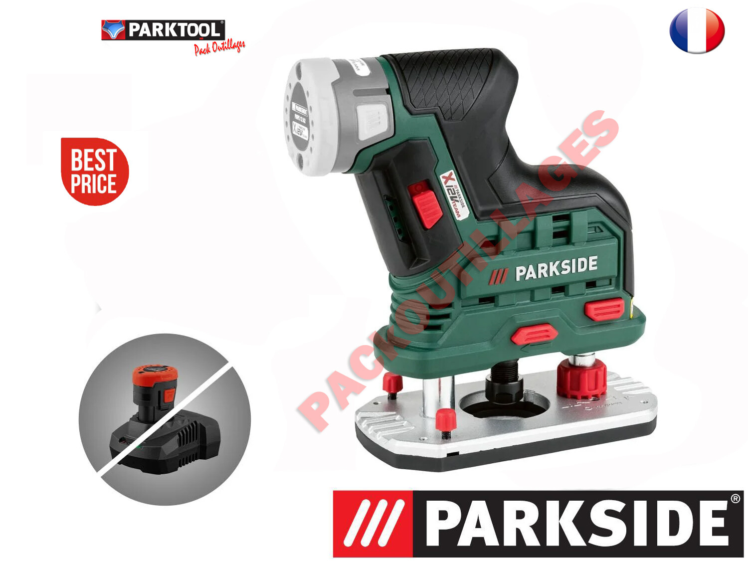 Défonceuse sans fil PARKSIDE POFA 12 A2 12V pour fraisage précis du bois sans batterie ni chargeur