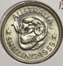 Australia 1959 Shilling BU Merino ram 299196 combine shipping