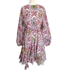 Rhode Ella Dress Purple Paisley Print Cotton Belted Mini Dress Size M