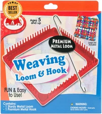 Pepperell Metal Loom & Hook Set Azalea Pink Craft Weaving Tools for Beginners