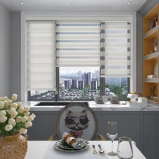 85% Blackout Curtains Dual Zebra Roller Blinds Window Shade Easy To Install