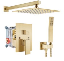 Gotonovo 12  Rainfall Shower Faucet Set Brushed Gold New