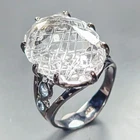 One of a kind 26 ct Natural Quartz Ring 925 Sterling Silver Size 8 /R457290