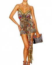 Camilla Birds Eye View Playsuit Size 10 au Silk Leopard Waist Tie Rare Vintage