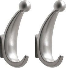 Door Hooks, 2 Pack Screw in Bathroom Hooks, Chrome Door Hooks for Towels, Robes