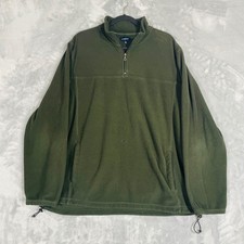 Croft Barrow Fleece Pullover Mens XL Green Good 1/4 Zip Mock Neck Drawstring