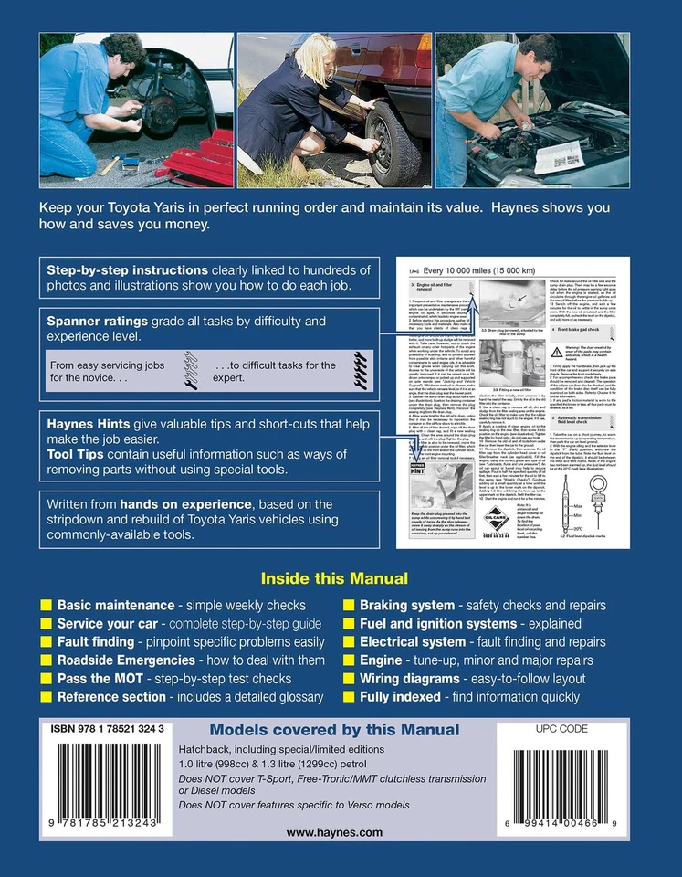 Toyota Yaris Petrol (1999-2005) Haynes Repair Manual - Image 2 of 4
