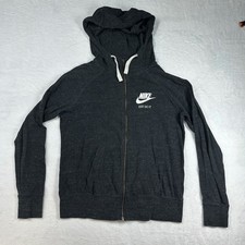 Nike Gym Vintage Full-Zip Hoodie Women's Gray Just Do It Logo Sports - Medium