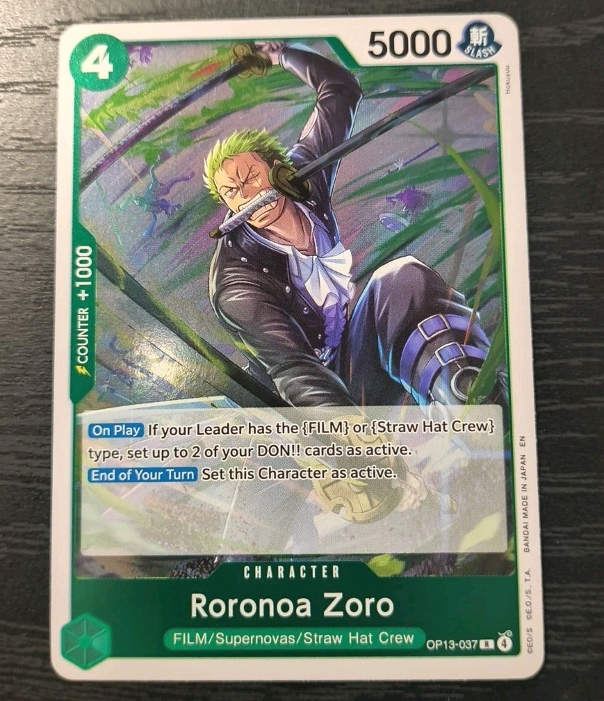 One Piece CCG Roronoa Zoro Carrying On His Will R Holo Card OP13-037 NM