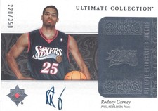 2006-07 Ultimate Collection Basketball Card #212 Rodney Carney Rookie Auto/350. rookie card picture