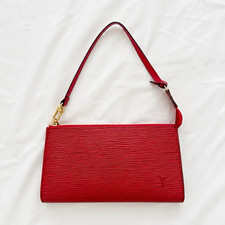 Louis Vuitton Red Epi Leather Wristlet Pochette, Gold HW