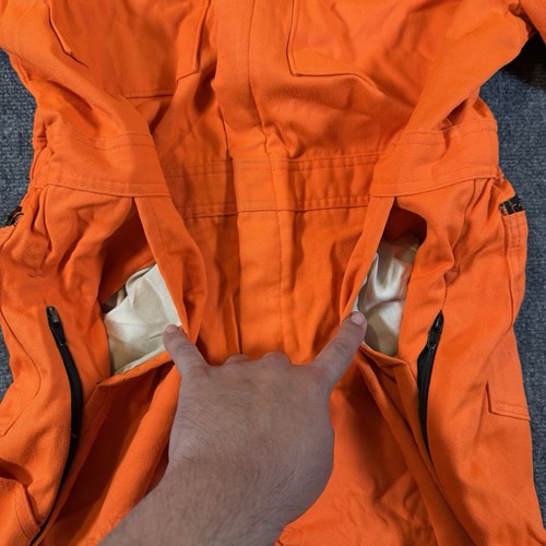 Vintage Walls Blizzard Pruf Coveralls Adult Large Short Orange Hunting USA MADE - Picture 7 of 17
