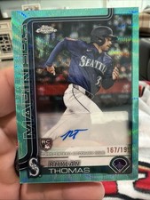 Rhylan Thomas 2025 Topps Chrome Update Autographs AU Aqua Wave #/199 Mainers