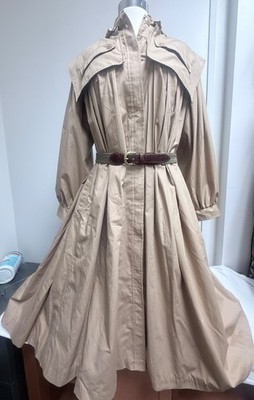 Valentino Brown Long Trench Coat  Button Collared Epaulette 1970s/80s