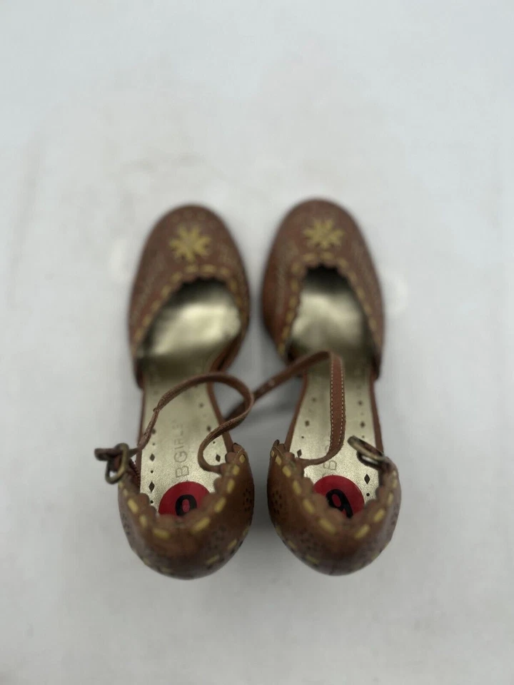 Zapatos de salón BCBGirls para mujer talla 6B cuero marrón bloque hebilla ajustable ojales Foto 4 de 4