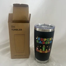 SUPER DADDIO 20oz Travel Mug Stainless Steel Double Wall Tumbler Fathers Gift