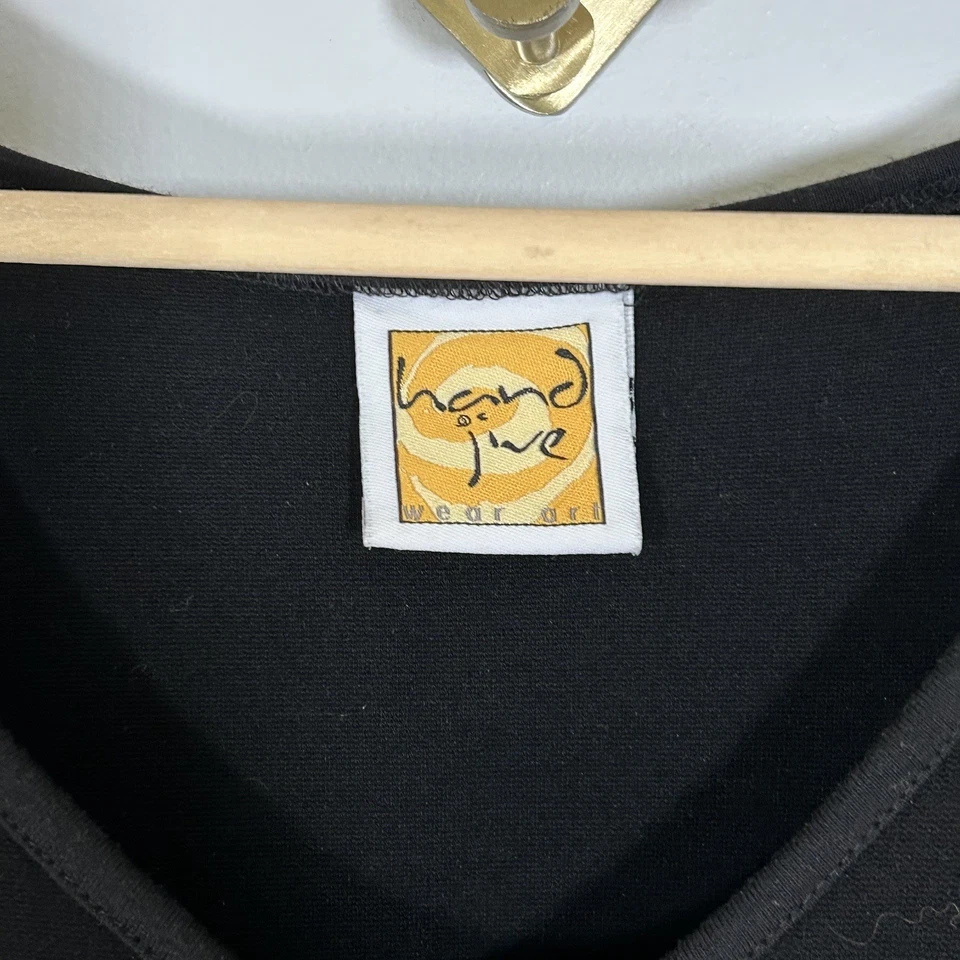 Maxi Vestido Hand Jive Talla XS Artístico Arte para Usar Estampado Dobladillo Asimétrico Boho Hippie Foto 4 de 4